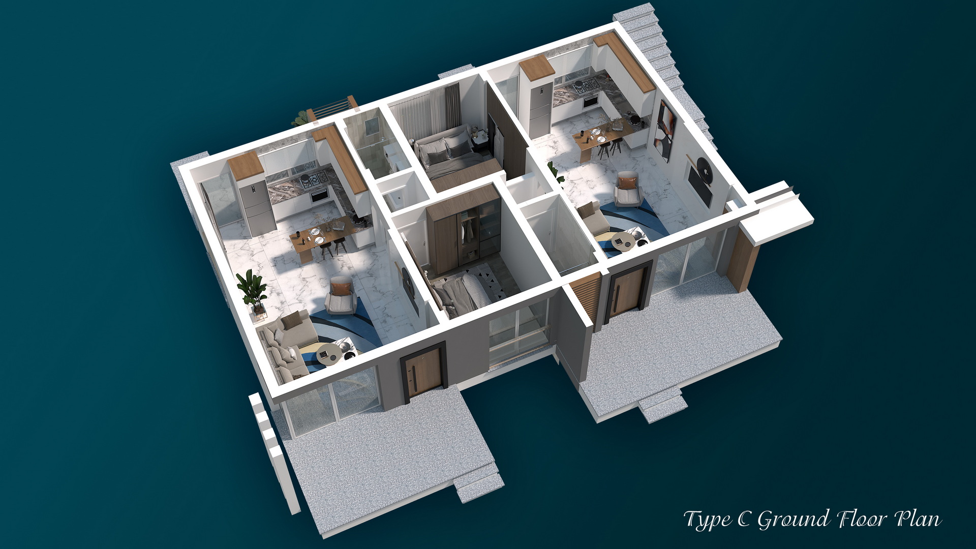 Four Seasons Life 2 1+1 Apartment Ground Floor plan Sea Storm 1